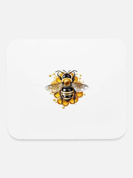 Bee and honeycomb - Mouse pad Horizontal - white - Front