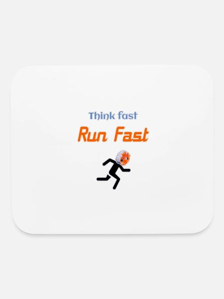 think fast run fast - Mouse pad Horizontal - white - Front