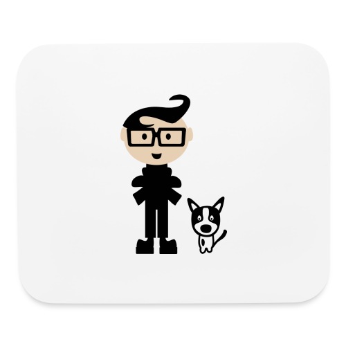 Funky Hairdo Boy and His Favorite Dog Pal - Mouse pad Horizontal