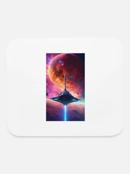 Futuristic Space Yacht in Nebula" - Mouse pad Horizontal - white - Front