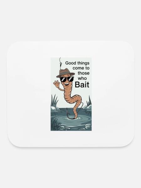 🎣 "Good Things Come to Those Who Bait!" - Mouse pad Horizontal - white - Front