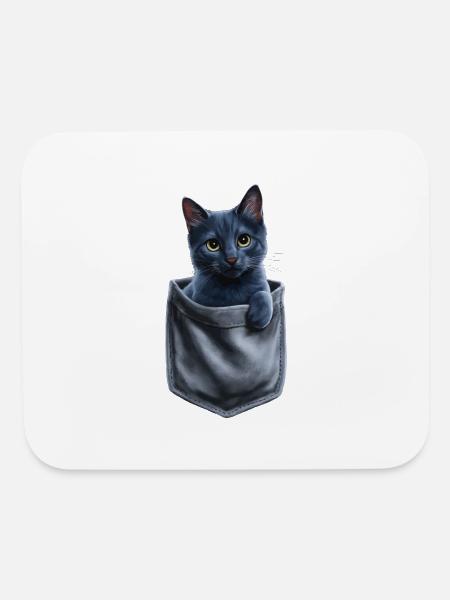 Russian Blue Cat In Pocket - Mouse pad Horizontal - white - Front