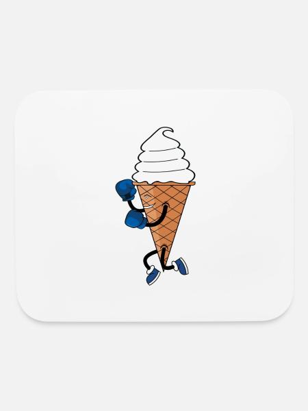 Funny Boxing Sports Ice Cream Cone Cartoon - Mouse pad Horizontal - white - Front