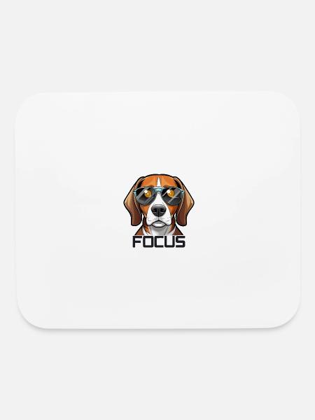 minimal-two-tone-beagle-portrait-wearing-sleek- - Mouse pad Horizontal - white - Front