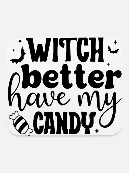 Funny Witch Halloween Candy Lover Spooky Season - Mouse pad Horizontal - white - Front