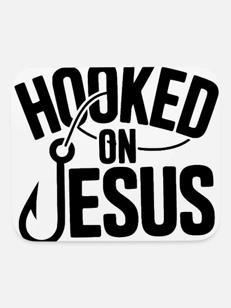 Hooked On Jesus - Mouse pad Horizontal - white - Front