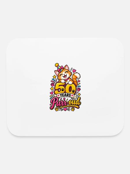 Purr-oud 50th Birthday Cat - Mouse pad Horizontal - white - Front