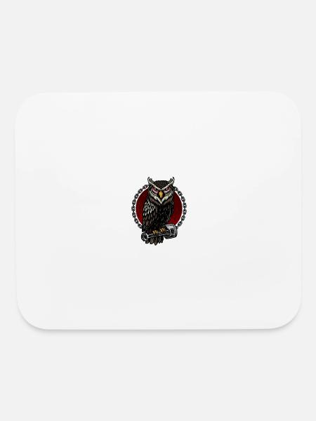 Pngtree vector of owl and piston - Mouse pad Horizontal - white - Front
