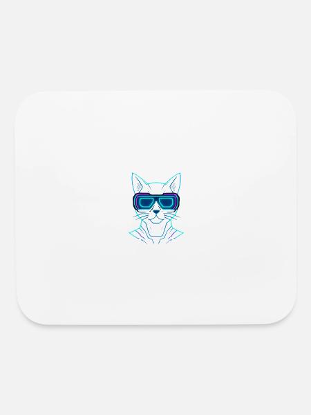 Neon Cat in VR Goggles - Mouse pad Horizontal - white - Front