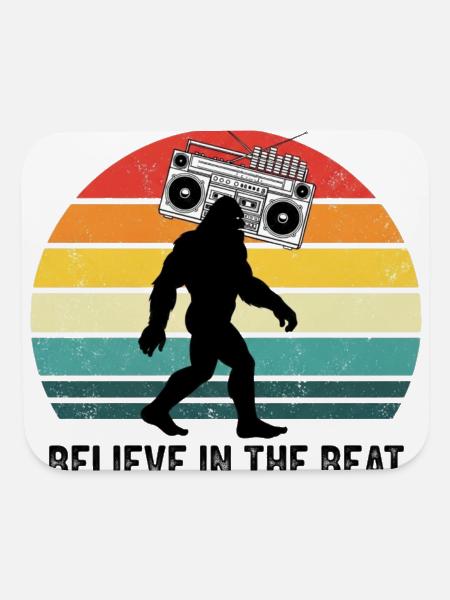 Retro Bigfoot Boombox - Believe in the Beat 80s Mu - Mouse pad Horizontal - white - Front
