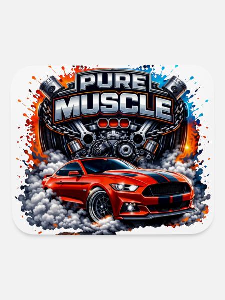 Pure Muscle Engine Car - Mouse pad Horizontal - white - Front